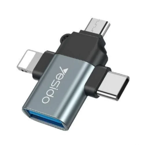 Yesido 3 In 1 OTG Adaptor- Black
