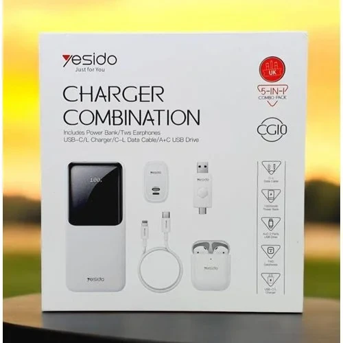 Yesido 5 IN 1 COMBO PACK CHARGER COMBINATION GIFT SET WHITE