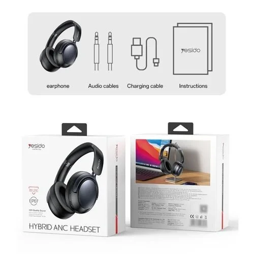 Yesido EP07 BT5.3 UItra-light Structure Strong Battery Life Hybrid Dual Feed ANC Headphone