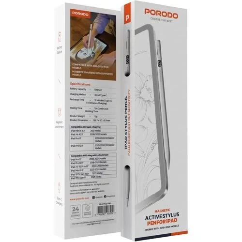 Porodo Wireless Digital Magnetic Stylus Pen for iPad
