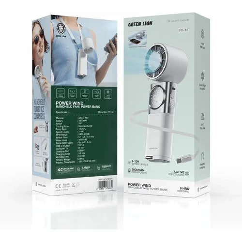 Green Lion Power Wind 2in1 Handheld Mini Fan and Power Bank / 3600mAh