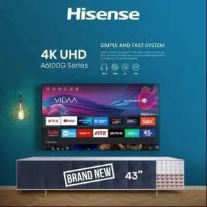 Hisense 43 inch UHD 4K Premium A6 Series Bluetooth, Frameless Smart TV – Black