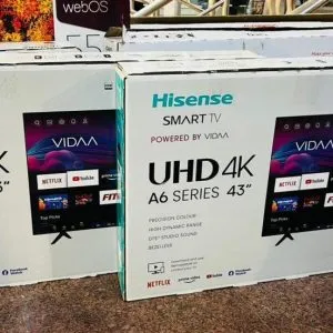 Hisense 43 inch UHD 4K Premium A6 Series Bluetooth, Frameless Smart TV – Black