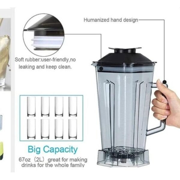 2L 4500W Multipurpose Commercial Blender Smoothie Food Processor Mixer Juicer Ice Crush Coffee Grinder-Red, White,Green - Image 4