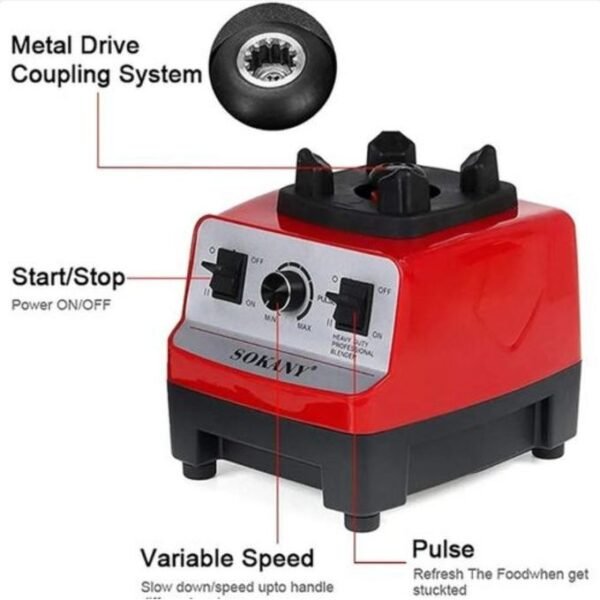 2L 4500W Multipurpose Commercial Blender Smoothie Food Processor Mixer Juicer Ice Crush Coffee Grinder-Red, White,Green - Image 5