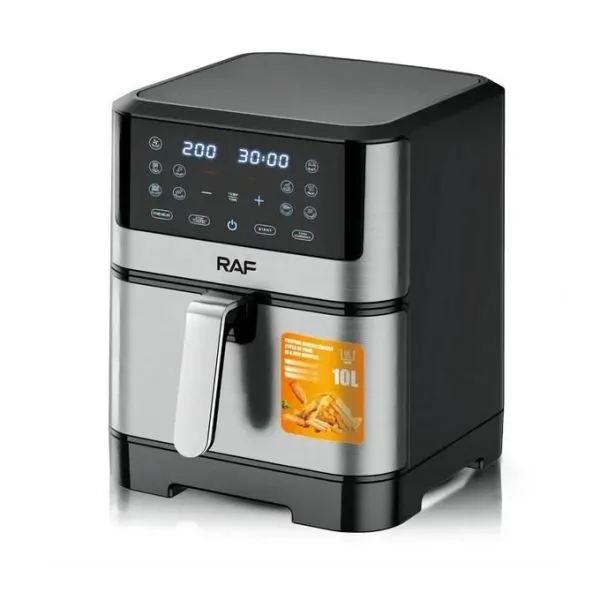 RAF 10L New Digital Touch Screen Stainless Steel Air Fryer-Black/silver - Image 2