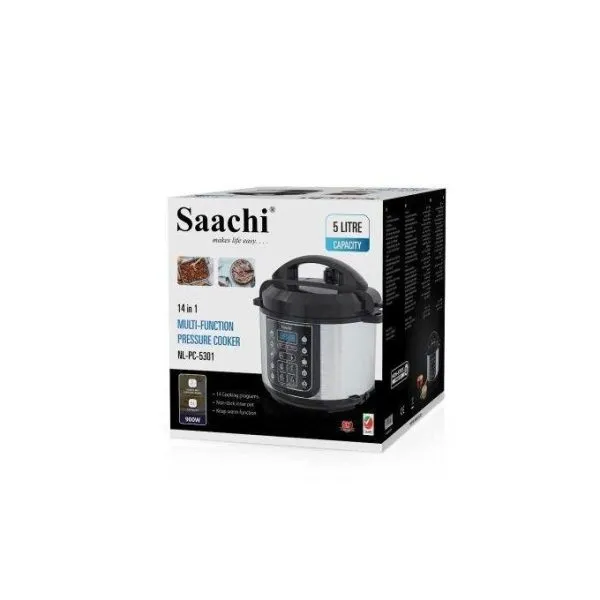 Saachi 14 In 1 Multi Function 5L Electric Pressure Cooker Rice Cooker Steamer - Silver.