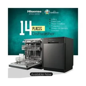 Hisense 14 Place /14 Kg Dishwasher Machine (Free Standing )- Gray