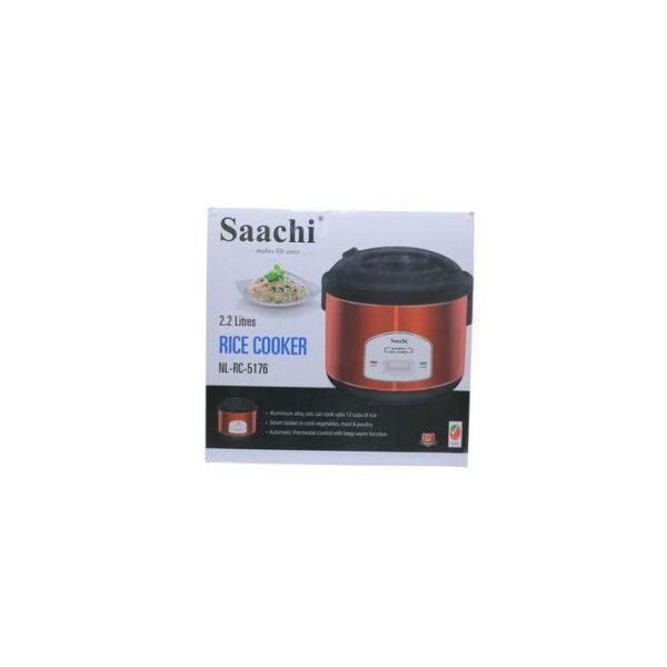 Saachi 2.2L Rice Cooker With A Steamer Basket - Red, Black - Image 3