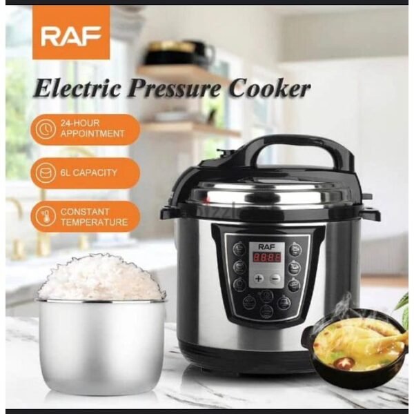 RAF 6L Electric Rice Pressure Cooker Steamer Pot- Silver - Image 5