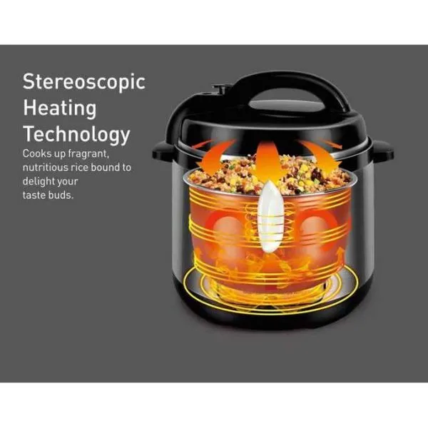 Sonifer 8 Litres Multi-functional Automatic Timing Control Power Electric Pressure Cooker Steamer Pot- Black - Image 3