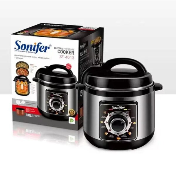 Sonifer 8 Litres Multi-functional Automatic Timing Control Power Electric Pressure Cooker Steamer Pot- Black