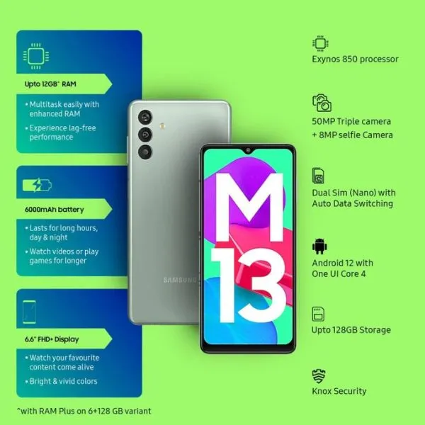 Galaxy M13 - 6.6" 4GB RAM 64GB ROM 50MP - Green - Image 5