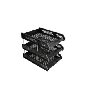 Genuine Black Plastic Document Tray 3 Tier - Black