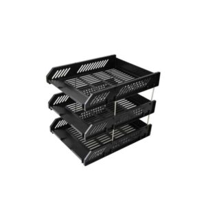 Genuine Black Plastic Document Tray 3 Tier - Black