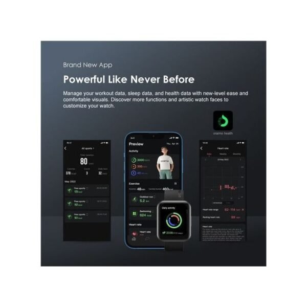 Oraimo Smart Watch OSW - 32 Calling, Quick Reply Sms Smart Watch - Black - Image 5