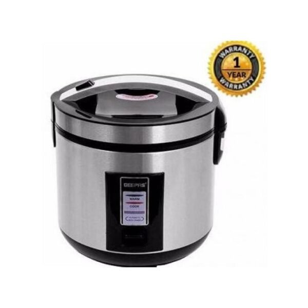 Geepas Stainless Steel Rice Cooker, 1.8 Litres - Silver