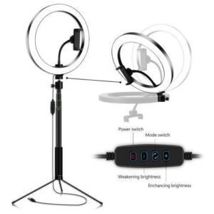 10inch Dimmable Ring Light with a Tripod Stand- Black/White