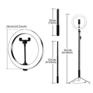 10inch Dimmable Ring Light with a Tripod Stand- Black/White