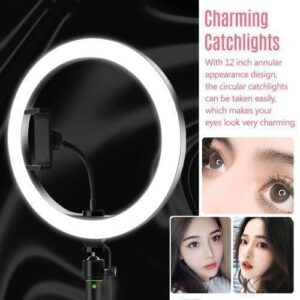 10inch Dimmable Ring Light with a Tripod Stand- Black/White