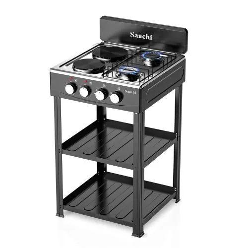 Saachi 2 Gas + 2 Hotplates Table Top Cooker With Shelves - Image 3