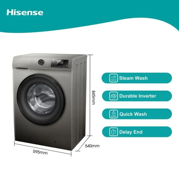 Hisense 9kg Front Loader Washing Machine -Titanium Grey