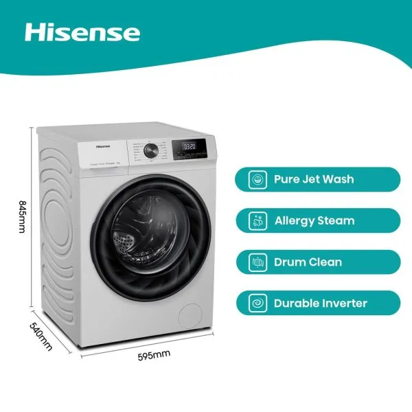 Hisense 8Kg Front Loader Washing Machine – Silver