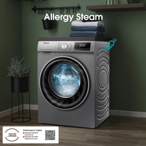 Hisense 10Kg Front Load Washing Machine with Allergy Steam-Titanium Silver