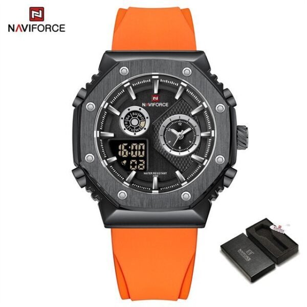 Men's Analog+Digital Round Shape Silicone Wrist Watch NF9216T B/B/O - 46 Mm