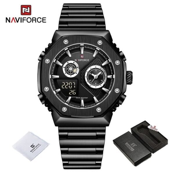 NAVIFORCE NF9216S New Fashionable Style Dual Time Display LCD Digital Analog Quartz Mens Watches Luminous Water Resistant Man Wristwatch