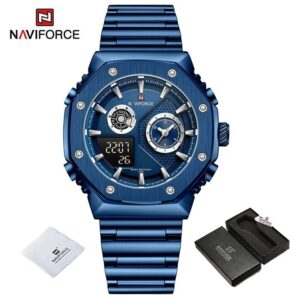 NAVIFORCE NF9216S New Fashionable Style Dual Time Display LCD Digital Analog Quartz Mens Watches Luminous Water Resistant Man Wristwatch