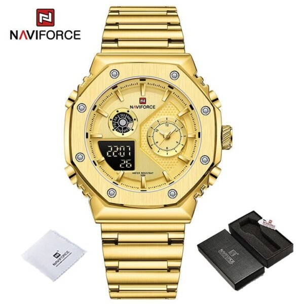 NAVIFORCE NF9216S New Fashionable Style Dual Time Display LCD Digital Analog Quartz Mens Watches Luminous Water Resistant Man Wristwatch - Image 2