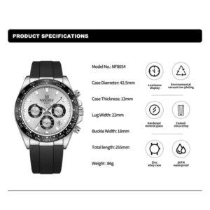 NAVIFORCE 8054 Original Watches For Men Silicone Band Casual Sport Chronograph Luminous Wristwatch Relogio Masculino Male Gift 2024