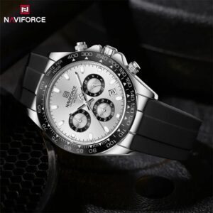 NAVIFORCE 8054 Original Watches For Men Silicone Band Casual Sport Chronograph Luminous Wristwatch Relogio Masculino Male Gift 2024