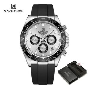 NAVIFORCE 8054 Original Watches For Men Silicone Band Casual Sport Chronograph Luminous Wristwatch Relogio Masculino Male Gift 2024