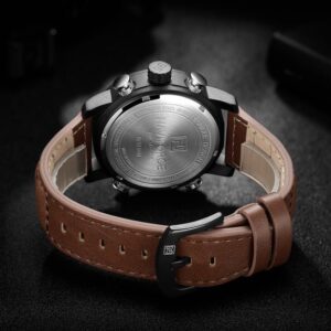 NAVIFORCE Watch for Men Luxury Digital Chronograph Analog Sport Watches Military Waterproof Genuine Leather Wristwatch NF9160