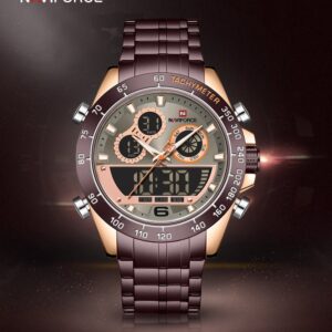 NAVIFORCE Men Digital Sport Chronograph Watch Stainless Steel Waterproof Luminous Analog Quartz Wristwatches NF9188