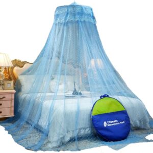 Classic Mosquito Net for Hanging Double Bed | King Size Embroidery Machardani | Polyester 30GSM Strong Net | Canopy Tent for Bedrooom