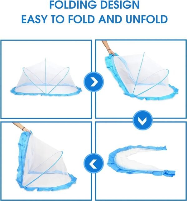 Classic Mosquito Net Baby Mosquito Net | Bottomless Net for Infants, for Safe & Easy Use | Ensures Your Baby's Safe Sleep |135cmX65cmX65cm (0 to 24 Months) - Blue - Image 3