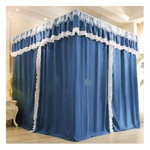 David Curtain Mosquito Net With 4 Steel Stands & Unique Lace Design &Luxurious Packaging Double-layer Bed Net S4 Blue