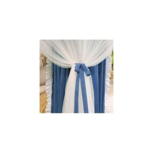 David Curtain Mosquito Net With 4 Steel Stands & Unique Lace Design &Luxurious Packaging Double-layer Bed Net S4 Blue