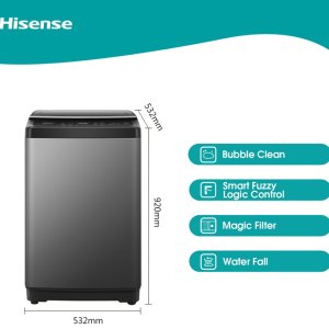 Hisense 8 kg Automatic Top Load Washing Machine, WTJD802T