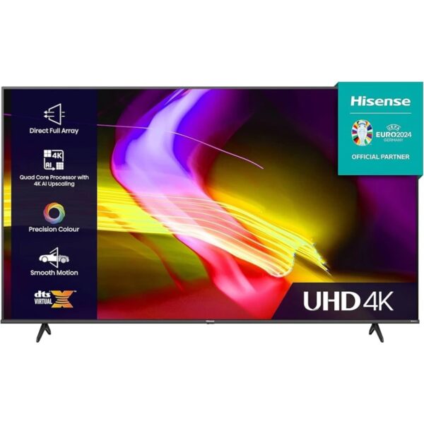 Hisense 50 – Inch 4K UHD Smart TV – VIDAA-U Smart TV, Bluetooth, Any View Cast (Frameless).