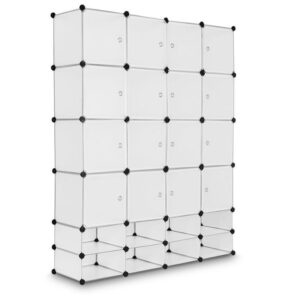 Costway DIY 4 column 24 cube Portable Clothes Wardrobe Cabinet Closet Storage Organizer W/Doors