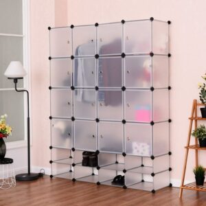 Costway DIY 4 column 24 cube Portable Clothes Wardrobe Cabinet Closet Storage Organizer W/Doors