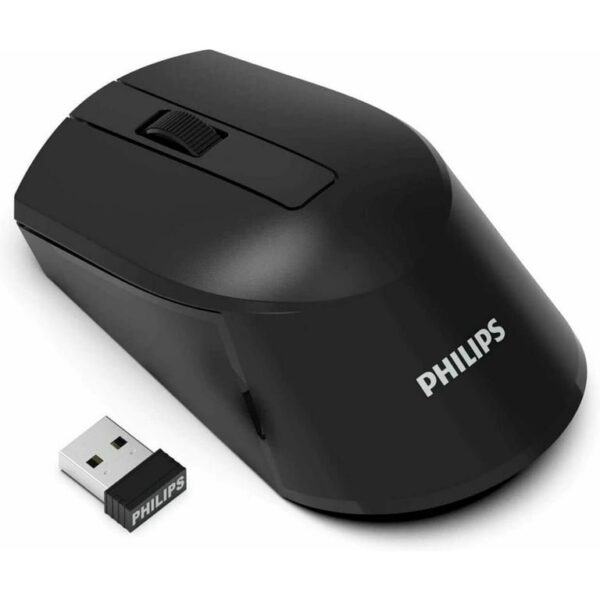 PHILIPS Wireless Mouse 3-Button Ergonomic Optical Mouse M334 with Nano Receiver for Windows, MacOS, Xbox One, PS4 & More — USB Plug and Play