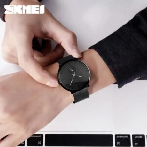 SKMEI Men Fashion Watch Stainless Steel Ultra-thin Quartz Watch Waterproof for Men 9185