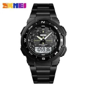 Skmei Sports Casual Stainless Steel Dual Display Waterproof Digital Watch For Men 1370