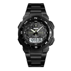Skmei Sports Casual Stainless Steel Dual Display Waterproof Digital Watch For Men 1370