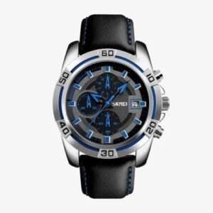 SKMEI Fashion Sports Quartz Clock Leather Chronograph Waterproof Watch For Men 9156